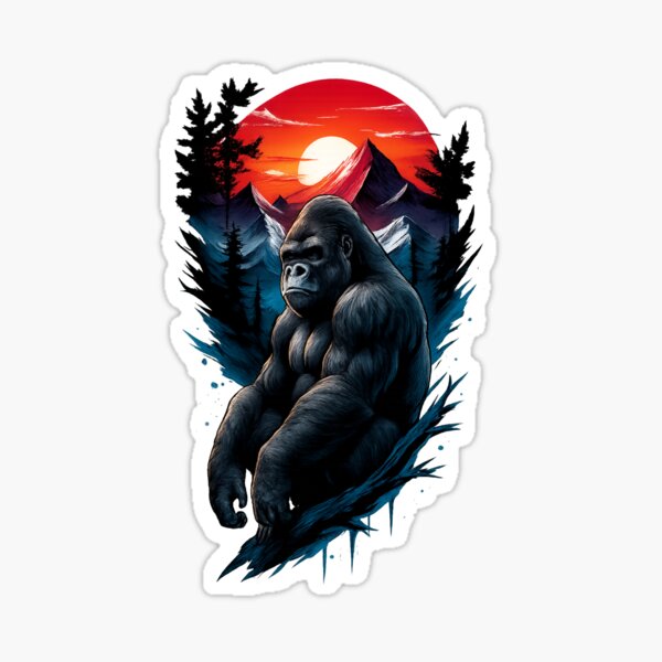 Item preview, Sunset King of the Wild – Majestic Mountain Gorilla Art designed and sold by fawzimorsy12.