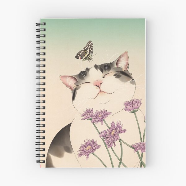 Item preview, Cat & Butterfly with Purple Flowers designed and sold by Broccoli  Cat Art.