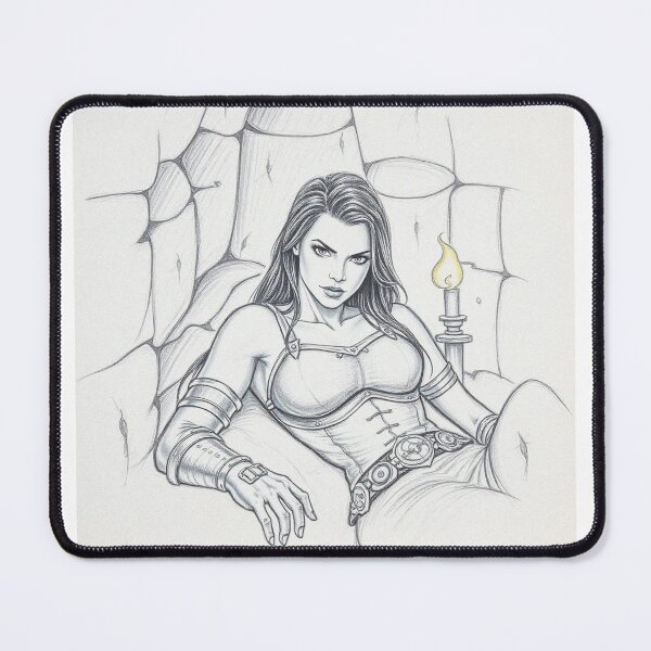 Item preview, Resting Warrior woman in armor fantasy art designed and sold by Vintage Designs +.
