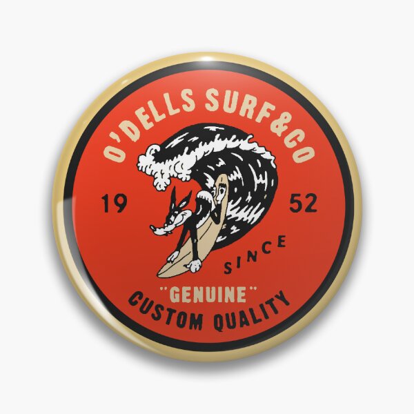 Item preview, Vintage O’Dells Surf & Co. Surfboards Surfin Dog since 1952 fifties / sixties retro surf art logo designed and sold by Kludoman.