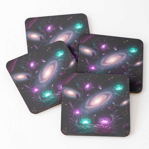 Item preview, Surreal Space Garden with Neon Flowers – Dreamy Cosmic Fantasy Art designed and sold by Cullinan Art.