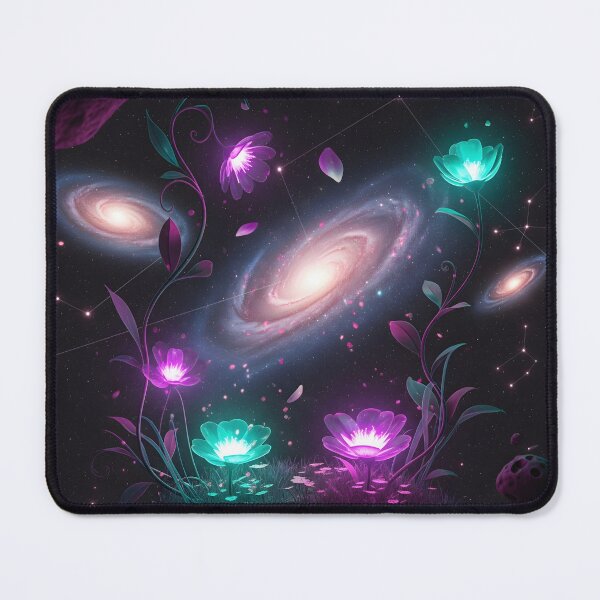 Item preview, Surreal Space Garden with Neon Flowers – Dreamy Cosmic Fantasy Art designed and sold by Cullinan Art.