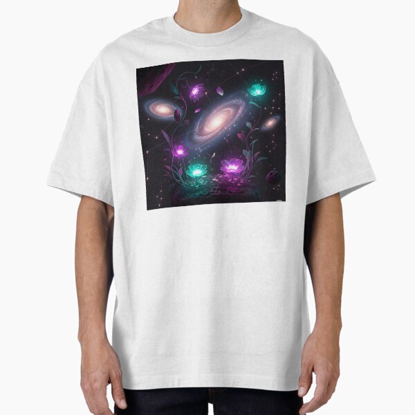Item preview, Surreal Space Garden with Neon Flowers – Dreamy Cosmic Fantasy Art designed and sold by Cullinan Art.