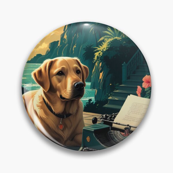 Item preview, Labrador Retriever Dog with glossy fur and a gentleman vintage typewriter designed and sold by mcinnesstore.