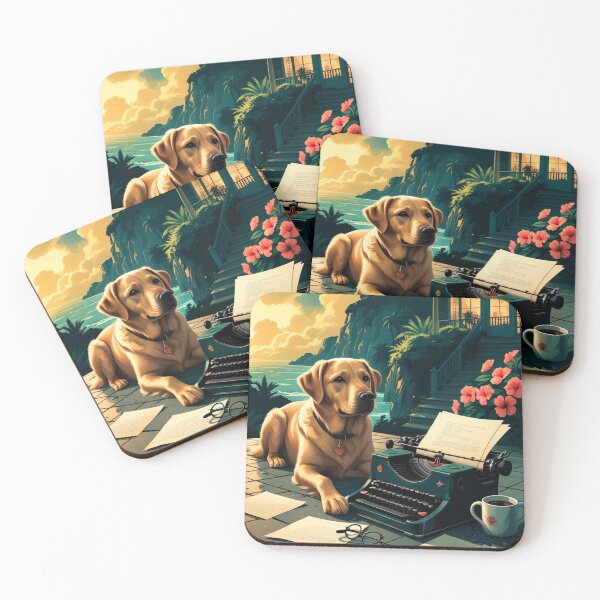 Item preview, Labrador Retriever Dog with glossy fur and a gentleman vintage typewriter designed and sold by mcinnesstore.