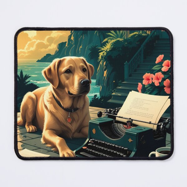 Item preview, Labrador Retriever Dog with glossy fur and a gentleman vintage typewriter designed and sold by mcinnesstore.