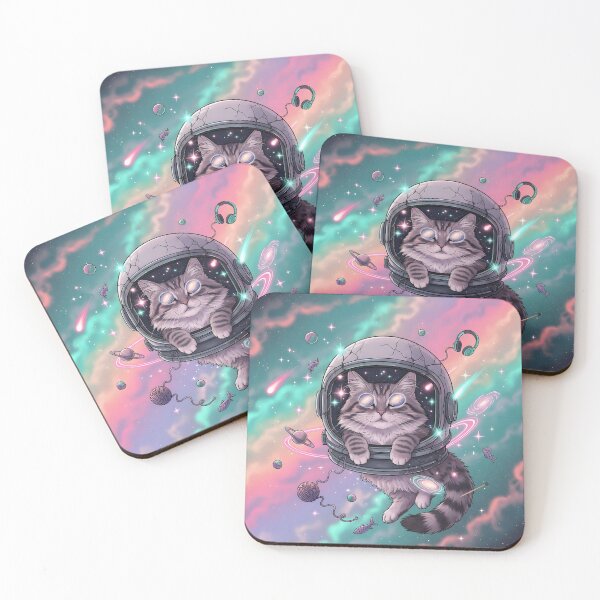 Item preview, Surreal Spacecore Floating Cat in Astronaut Helmet – Vaporwave Cosmic Galaxy Art designed and sold by Cullinan Art.