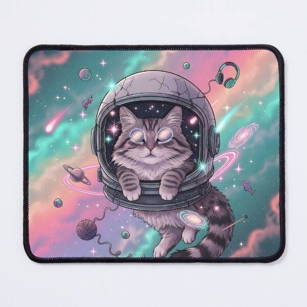Item preview, Surreal Spacecore Floating Cat in Astronaut Helmet – Vaporwave Cosmic Galaxy Art designed and sold by Cullinan Art.
