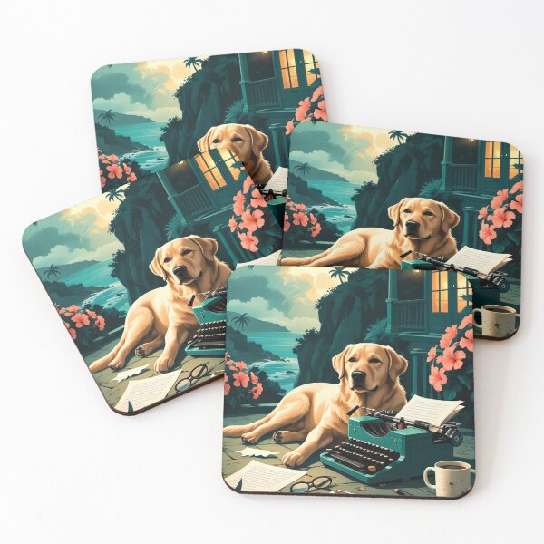 Item preview, Labrador Retriever Dog with glossy fur and a gentleman vintage typewriter designed and sold by mcinnesstore.