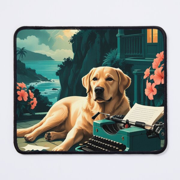 Item preview, Labrador Retriever Dog with glossy fur and a gentleman vintage typewriter designed and sold by mcinnesstore.