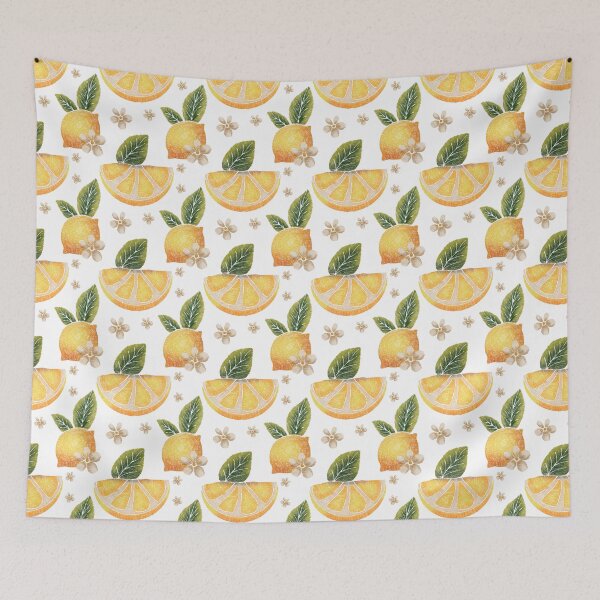 Item preview, Lemon and Floral Pattern with Pencil Texture designed and sold by Object of Reference Designs.