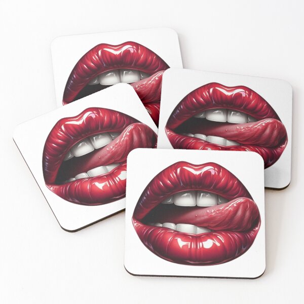 Item preview, A woman's red lips with her tongue licking her lip designed and sold by Mytrustiq.