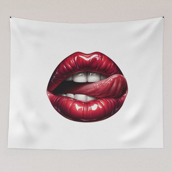 Item preview, A woman's red lips with her tongue licking her lip designed and sold by Mytrustiq.