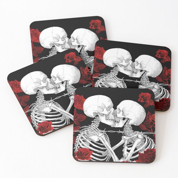 Item preview, Till Death Do Us Part-dark red rose - Gothic Skeleton Lovers Artwork designed and sold by BubbleDream Art .