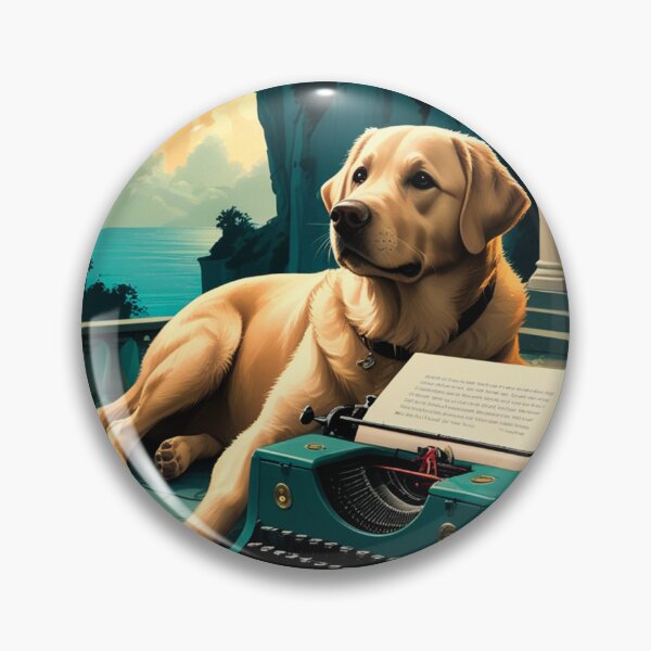 Item preview, Labrador Retriever Dog with glossy fur and a gentleman vintage typewriter designed and sold by mcinnesstore.