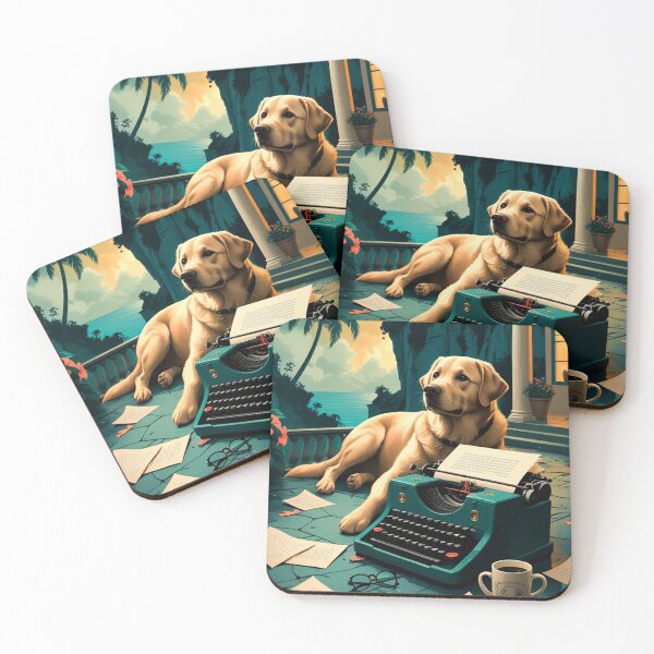 Item preview, Labrador Retriever Dog with glossy fur and a gentleman vintage typewriter designed and sold by mcinnesstore.