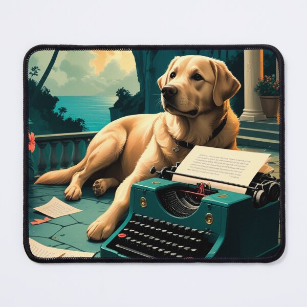 Item preview, Labrador Retriever Dog with glossy fur and a gentleman vintage typewriter designed and sold by mcinnesstore.