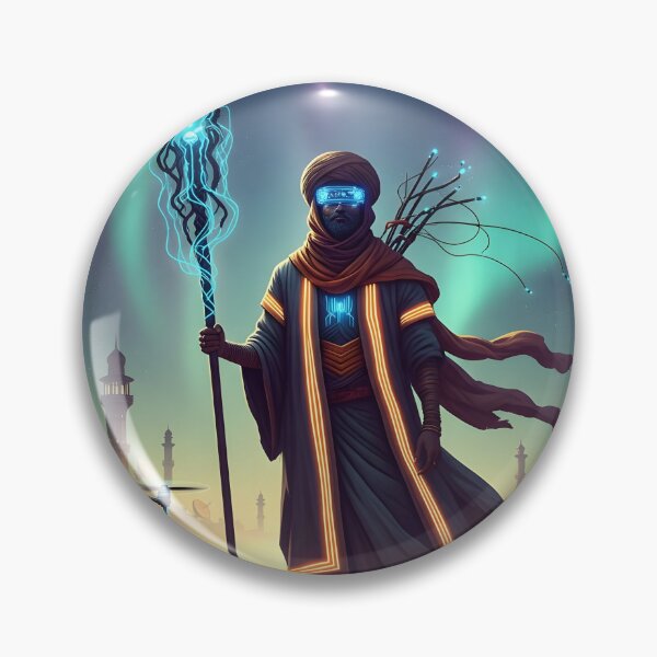Item preview, Neon Nomad – Futuristic Desert Warrior in Cyber Wasteland designed and sold by Cullinan Art.