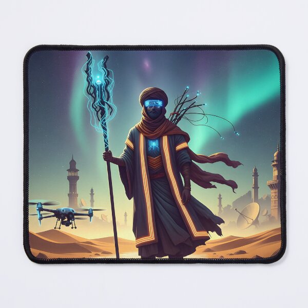 Item preview, Neon Nomad – Futuristic Desert Warrior in Cyber Wasteland designed and sold by Cullinan Art.