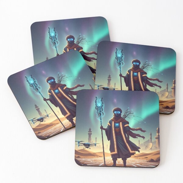 Item preview, Neon Nomad – Futuristic Desert Warrior in Cyber Wasteland designed and sold by Cullinan Art.