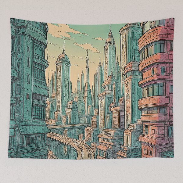 Item preview, Retro-Futuristic Cityscape: NeonVault Skyline designed and sold by NeonVaultStudio.