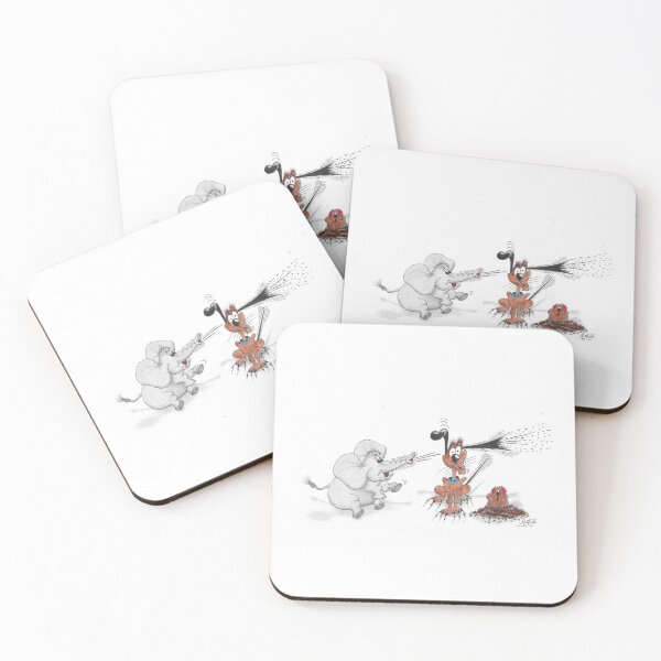 Item preview, Baby elephant trumpets into dog’s ear, mole with hands over ears designed and sold by Richard Fettes.