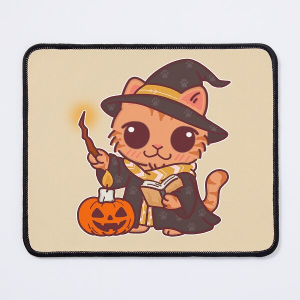 Item preview, Halloween Cat Wizard with Pumpkin Spellbook – Gold Cloak Magic Design designed and sold by BGMeYou.