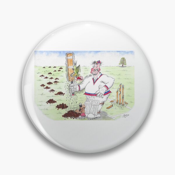 Item preview, Cricketer watches as woodpecker pecks at cricket bat. Mole looks on. designed and sold by Richard Fettes.