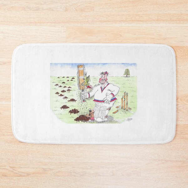 Item preview, Cricketer watches as woodpecker pecks at cricket bat. Mole looks on. designed and sold by Richard Fettes.