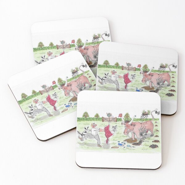 Item preview, Cartoon of bull disrupting a family picnic designed and sold by Richard Fettes.