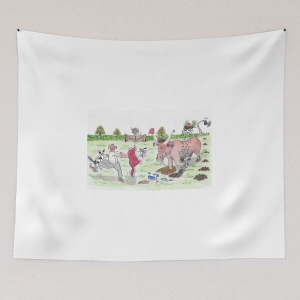 Item preview, Cartoon of bull disrupting a family picnic designed and sold by Richard Fettes.