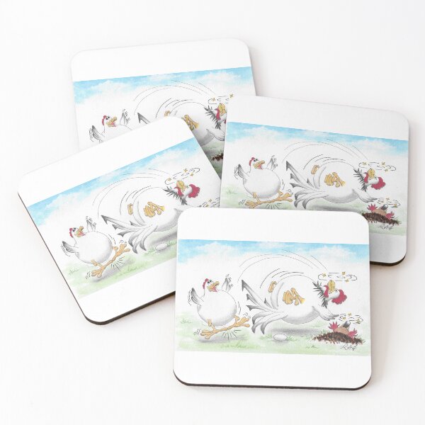 Item preview, Cartoon of rooster and molel fainting at hen laying an egg designed and sold by Richard Fettes.
