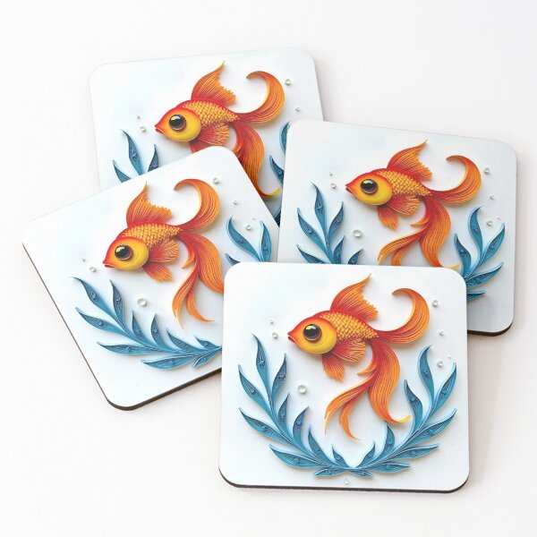 Item preview, Pretty Orange Goldfish Quilling Paper Craft Water Scene designed and sold by TackyTime.