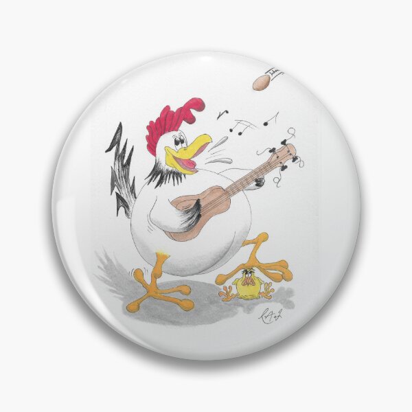 Item preview, Cartoon rooster play guitar using chick as a foot rest designed and sold by Richard Fettes.