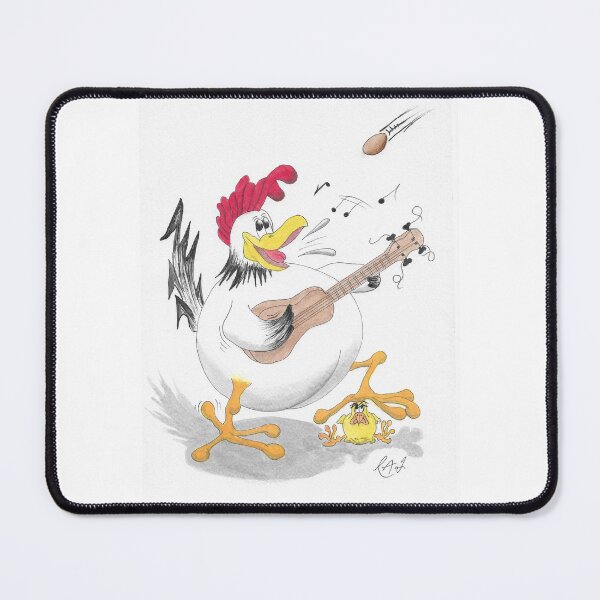 Item preview, Cartoon rooster play guitar using chick as a foot rest designed and sold by Richard Fettes.