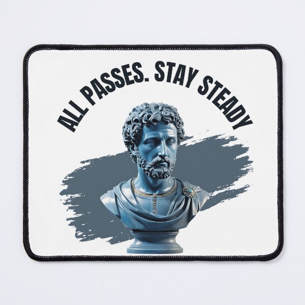 Item preview, All Passes. Stay Steady - Blue Crystal Stone Stoic Philosopher Marcus Aurelius Artwork designed and sold by LexaArtworks.
