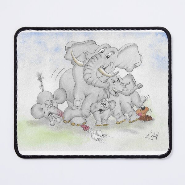 Item preview, Colour cartoon mum and dad elephants with squashed babies and mole designed and sold by Richard Fettes.
