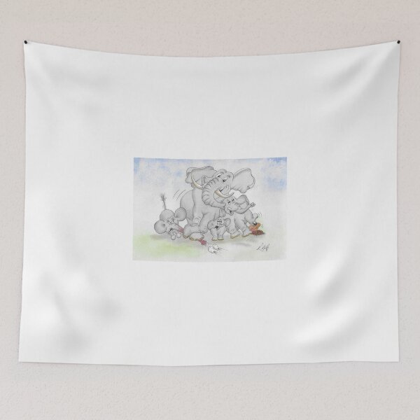 Item preview, Colour cartoon mum and dad elephants with squashed babies and mole designed and sold by Richard Fettes.