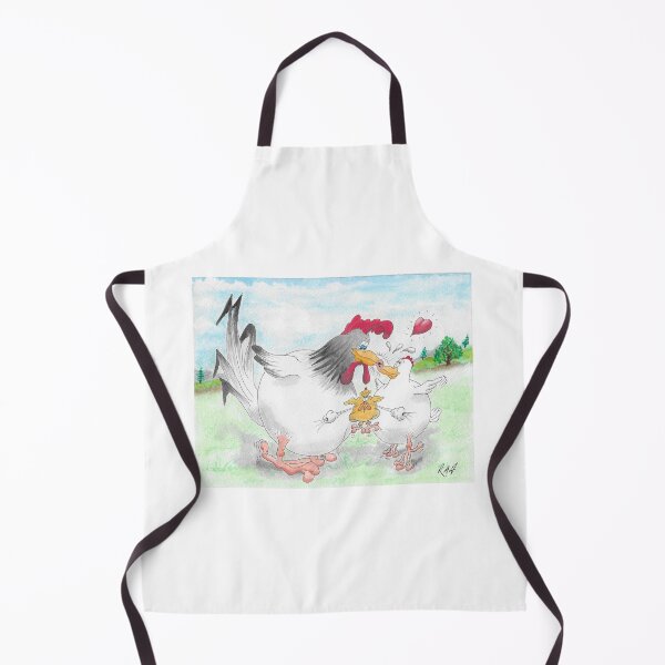 Item preview, Colour cartoon Rooster and hen kiss with grumpy chick designed and sold by Richard Fettes.