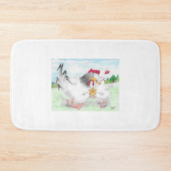 Item preview, Colour cartoon Rooster and hen kiss with grumpy chick designed and sold by Richard Fettes.