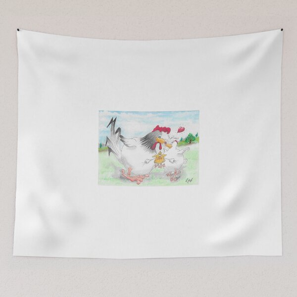 Item preview, Colour cartoon Rooster and hen kiss with grumpy chick designed and sold by Richard Fettes.