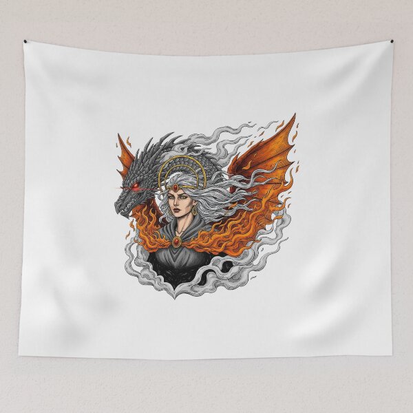 Item preview, Queen of Fire & Scales: The Dragonborn Empress designed and sold by Priyanshu-kaii.