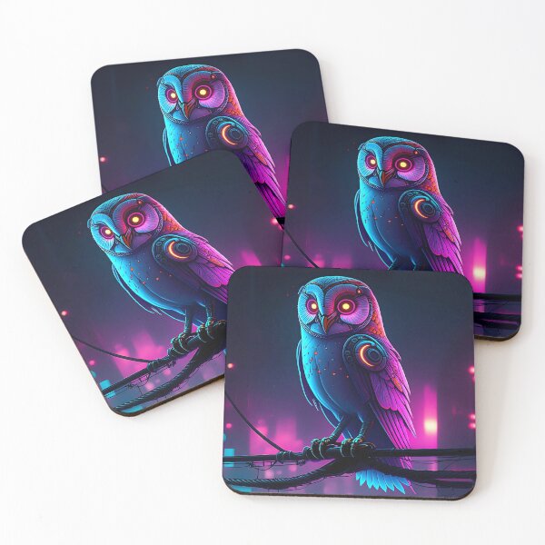Item preview, Cyberpunk Barn Owl – Futuristic Neon Owl in Sci-Fi Cityscape designed and sold by PrintBreeze.