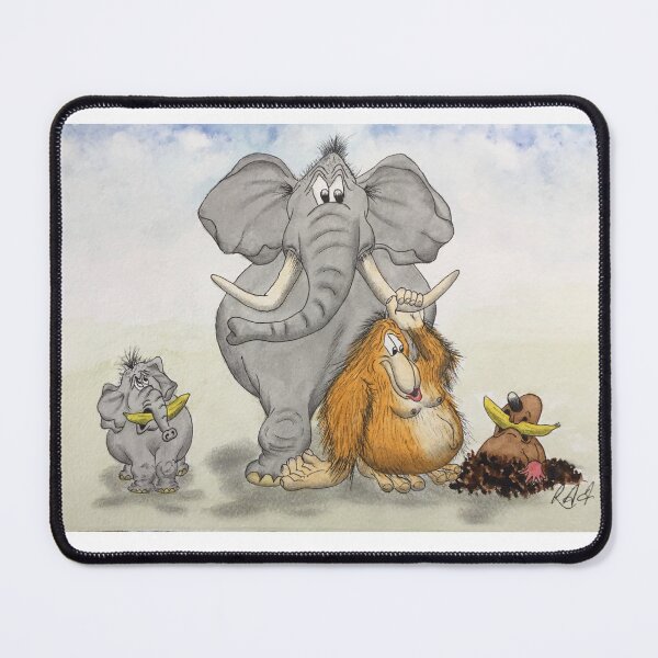 Item preview, Colour cartoon Orangutan feeding bananas to baby elephant and mole designed and sold by Richard Fettes.