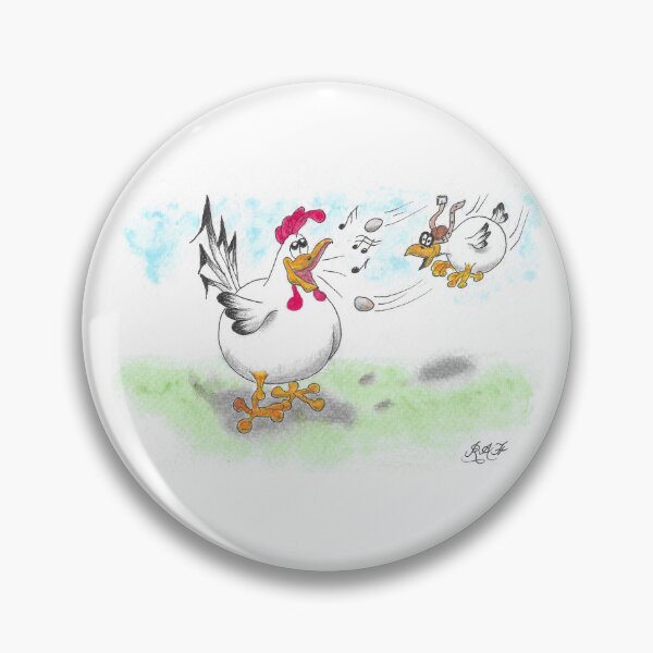 Item preview, Colour cartoon Rooster singing and hen dive mobs with eggs designed and sold by Richard Fettes.