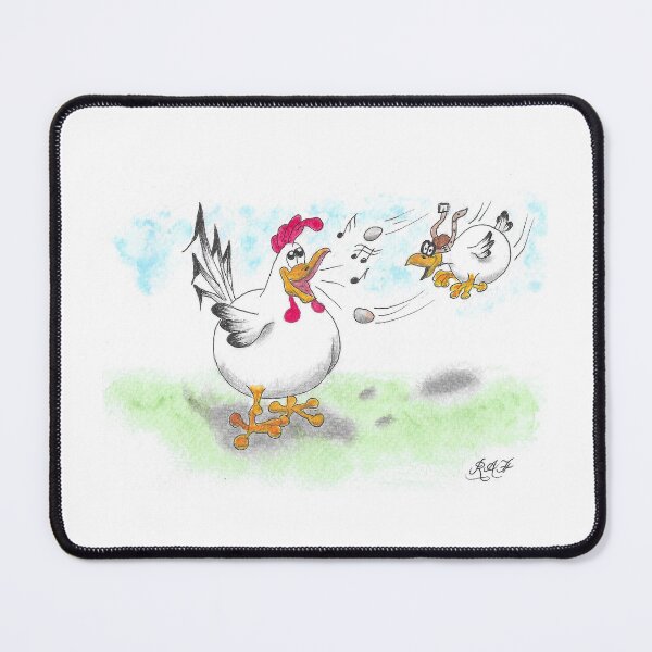 Item preview, Colour cartoon Rooster singing and hen dive mobs with eggs designed and sold by Richard Fettes.