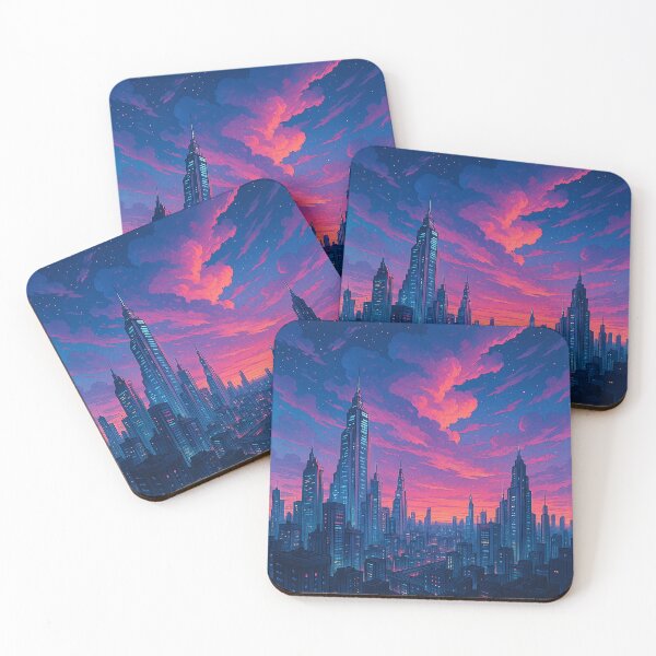 Item preview, Neon Twilight Cityscape – Retro Future Horizon designed and sold by NeonVaultStudio.