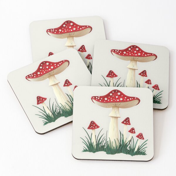 Item preview, Cute Red Mushrooms Quilling Paper Craft Toadstool Grass designed and sold by TackyTime.