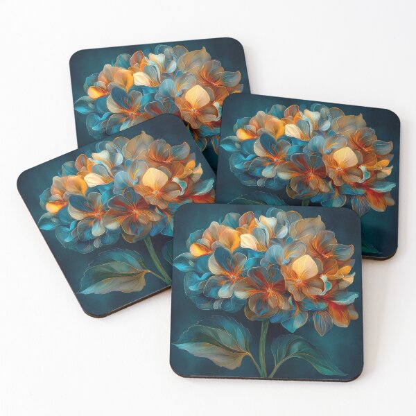Item preview, Orange and teal whimsical hydrangea  designed and sold by MargaretWiktor.