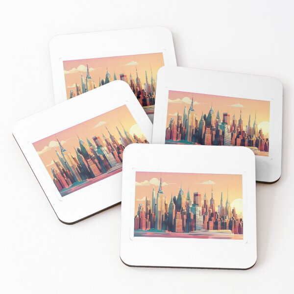 Item preview, Sunset Over New York – Dreamy Skyline Sticker designed and sold by Imaginarium of Chaos falcon88 .